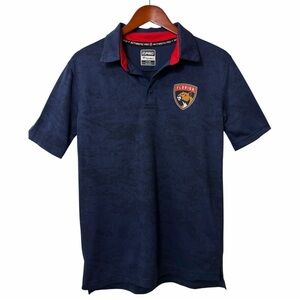 Florida Panthers Fanatics Authentic Pro Jacquard Navy Blue Polo Shirt Mens Small